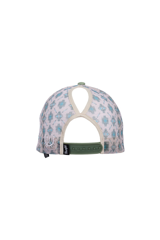 X6W2935CAP Nat HP Ponytail Trucker Cap | Sage/Off White