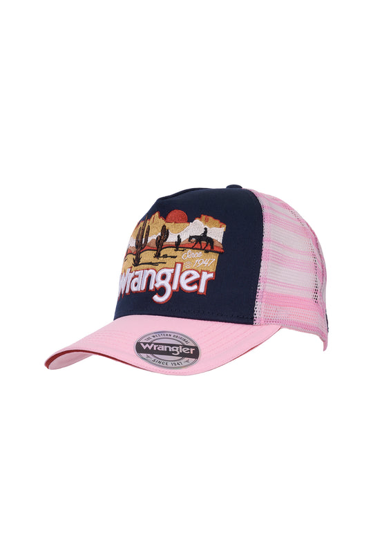 X6W2938CAP Darla High Profile Ponytail Trucker Cap | Navy / Pink