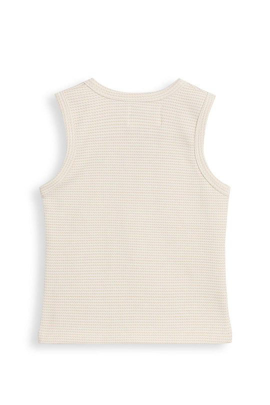 Henley Rib Singlet Trellis | Oat
