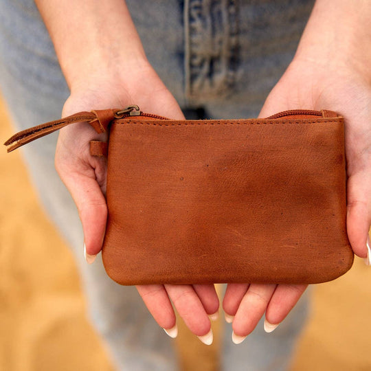 1432136 Stylish Leather Coin Purse Tan