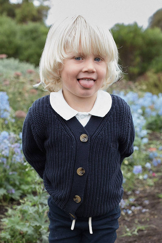 Chunky Knit Cardigan | Navy