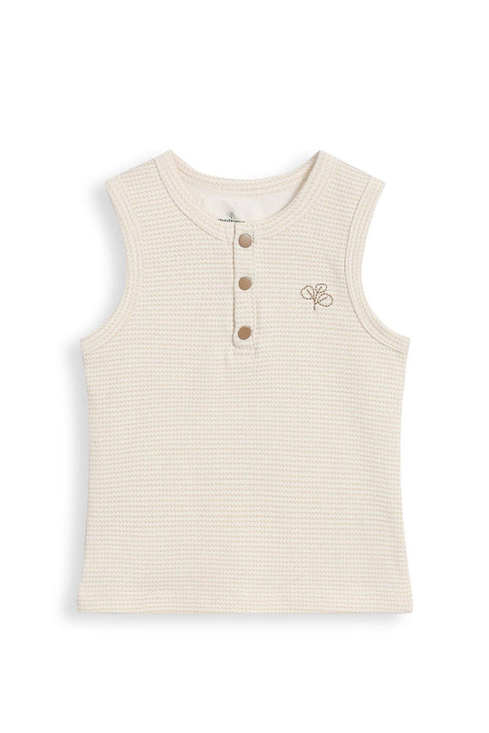 Henley Rib Singlet Trellis | Oat