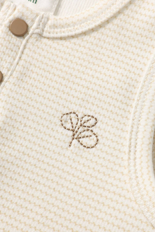 Henley Rib Singlet Trellis | Oat