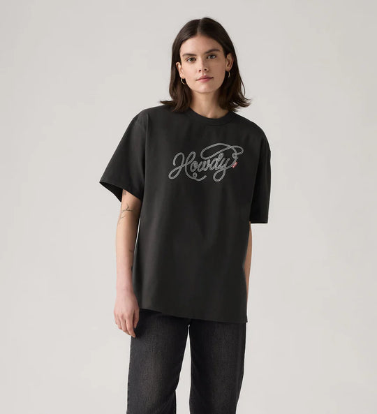 001MX-0008 Levi's® Women's Graphic Tabor T-Shirt Howdy Script |Pirate Black