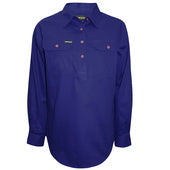 HCP2101002 Wmns Half Placket Light Cotton Shirt | Royal Blue
