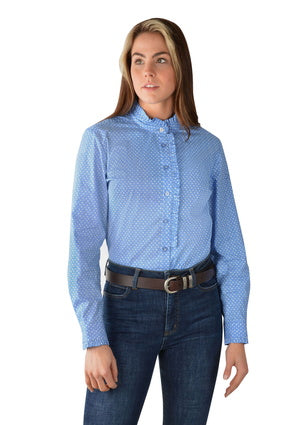 T3W2133144 Liv Ruffle Collar L/S Stretch Shirt | Powder Blue