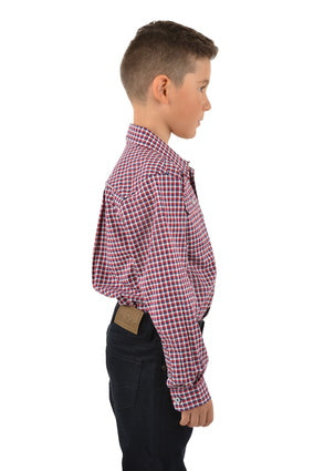 T3W3140045 Hume Check 2 Pocket L/S Shirt | Red / Navy