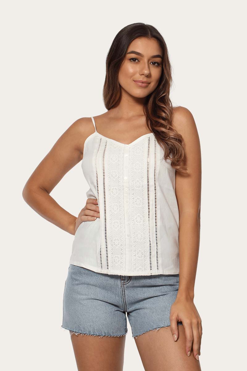 220202570 Jessica Wmns Broderie & Lace Cami Top | Ivory