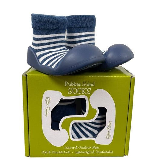 SRSSN Rubber Soled Socks | Stripe Navy