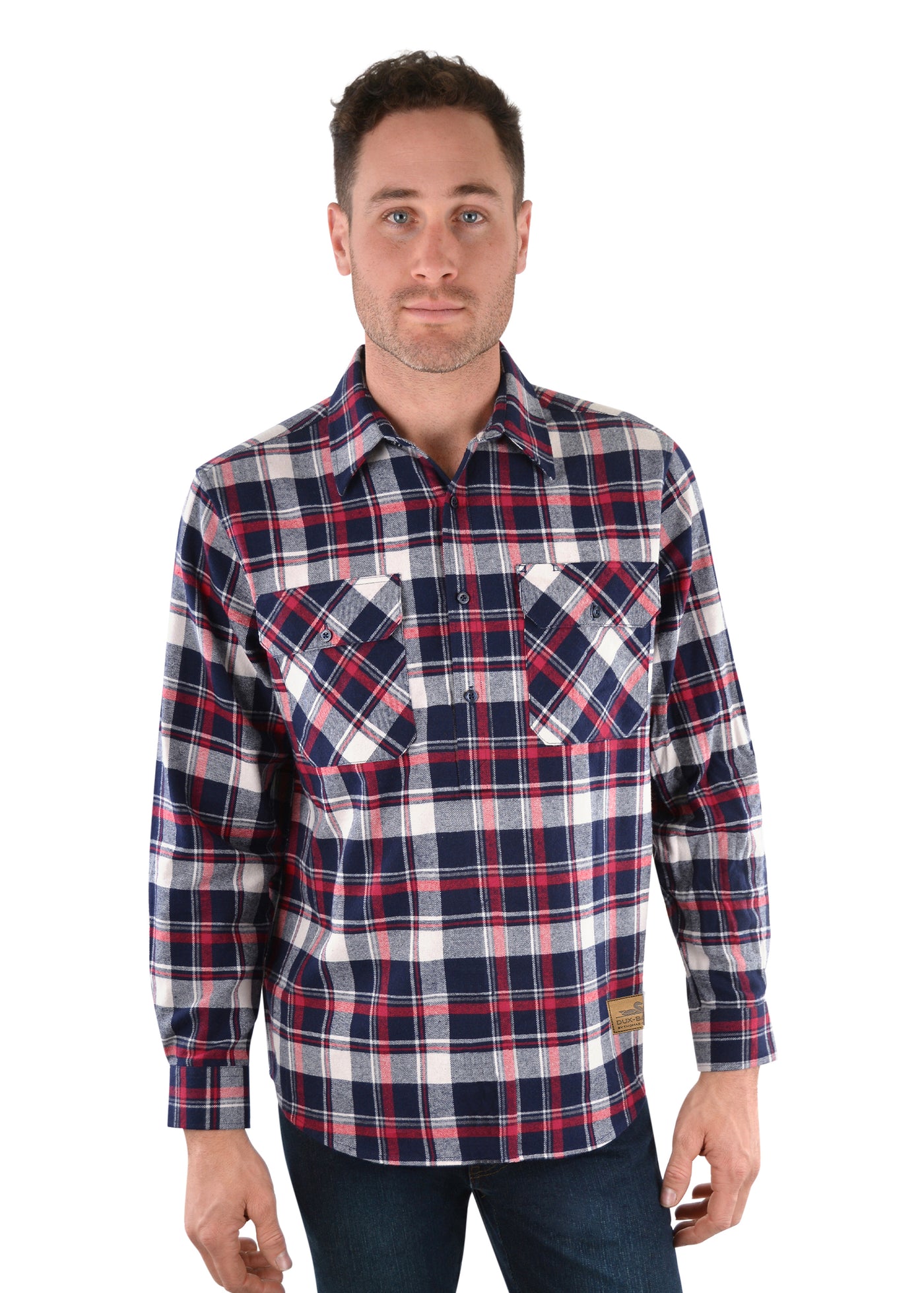 T2W1126185 Mens Clever Thermal Half Placket Shirt | Navy/Red