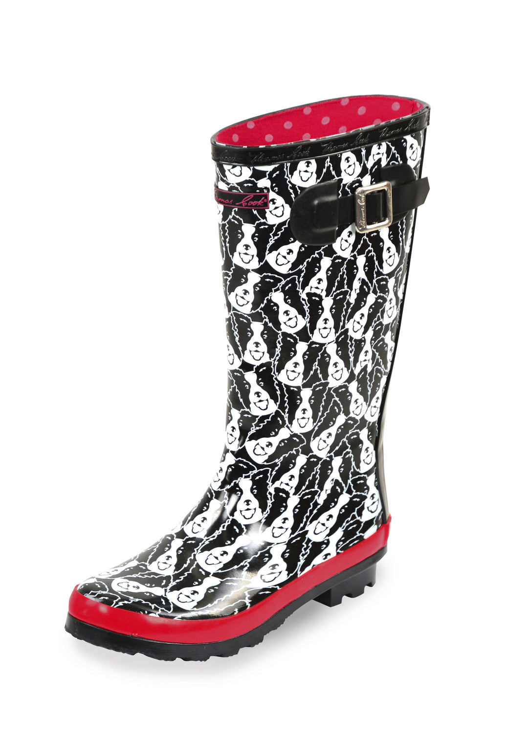 T2W28385 Deloraine Gumboot | Black/Red