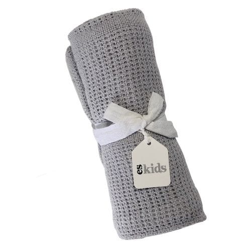 ES KIDS Blankets BCG Crochet Cotton Baby Blanket | Grey