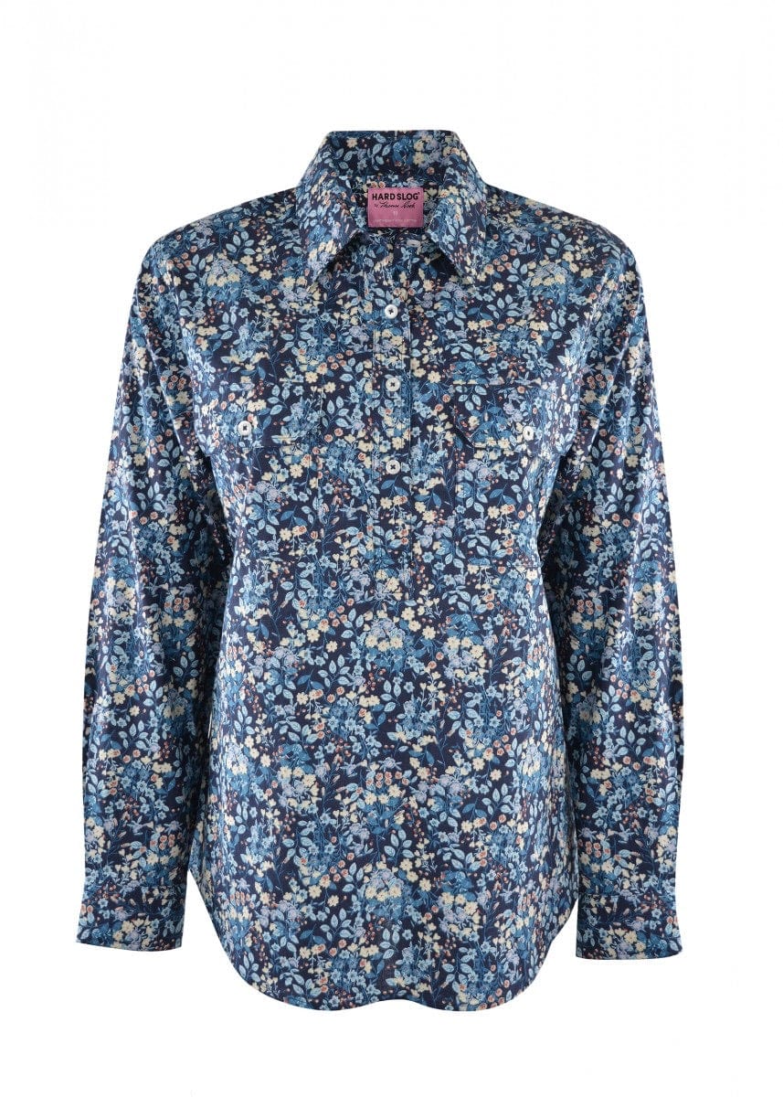 HARDSLOG LONG SHIRT H1S2101037 Women’s Printed Half Placket | Navy