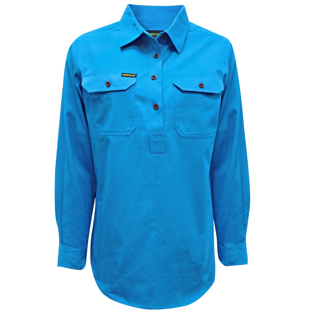 HARDSLOG SHIRTS BRIGHT BLUE / 8 HCP2101001 Womens Half Placket Heavy Cotton Shirt | Multiple Colours