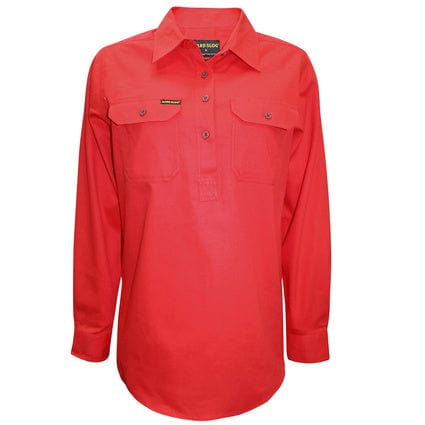HARDSLOG SHIRTS RED POPPY / 8 HCP2101001 Womens Half Placket Heavy Cotton Shirt | Multiple Colours