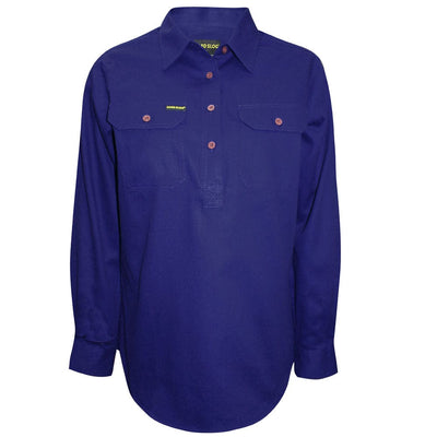 HARDSLOG SHIRTS ROYAL BLUE / 8 HCP2101001 Womens Half Placket Heavy Cotton Shirt | Multiple Colours