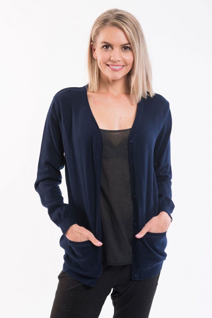 ORIENTIQUE cardigan 11031 Orientique Essentials Pocket Cardigan | Navy