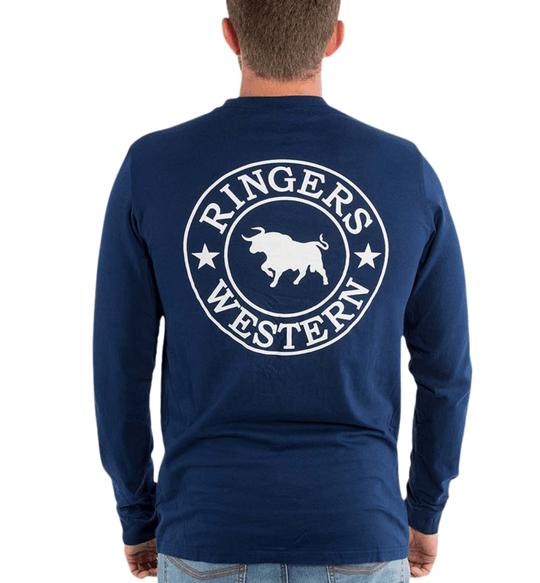 RINGERS WESTERN Shirts & Tops NAVY / XS 121003RW Mens Signature Bull Long Sleeve T-Shirt
