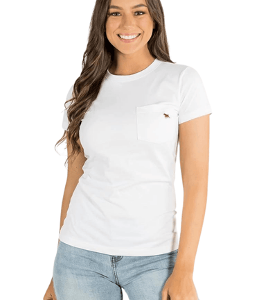 RINGERS WESTERN Shirts & Tops White / 6 219201007 Kimberley Womens Pocket T-Shirt