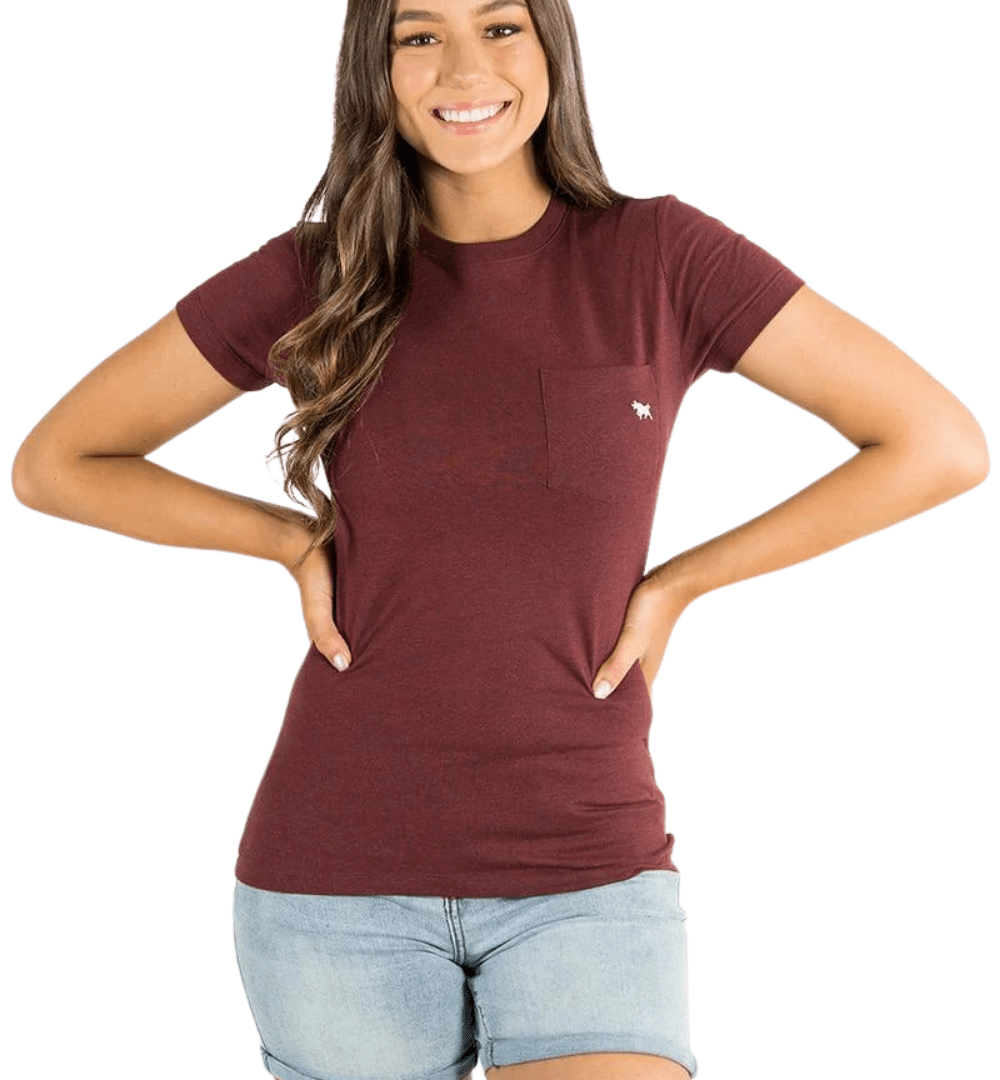 RINGERS WESTERN Shirts & Tops Cabernet Marle / 6 219201007 Kimberley Womens Pocket T-Shirt