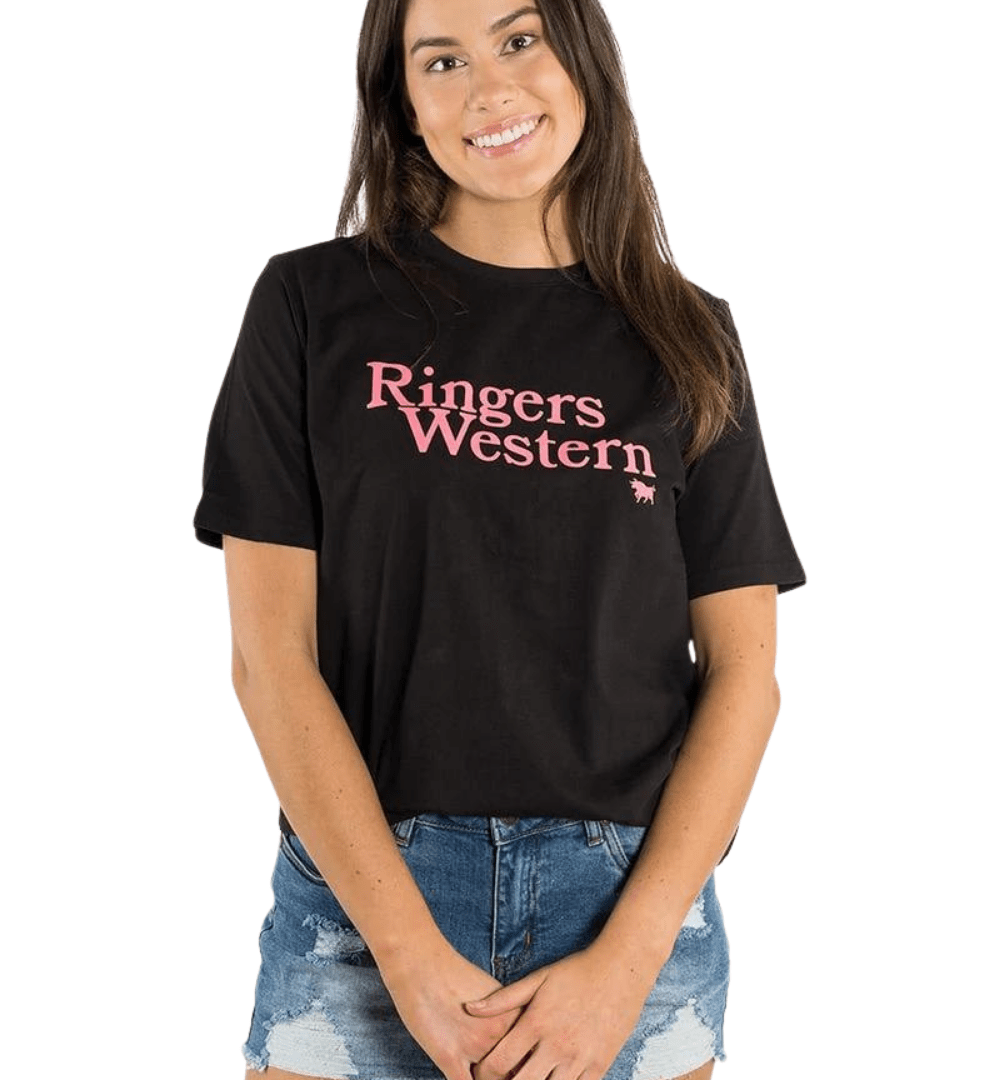 RINGERS WESTERN Shirts & Tops Black / 6 221107RW Monash Womens Loose Fit T-Shirt