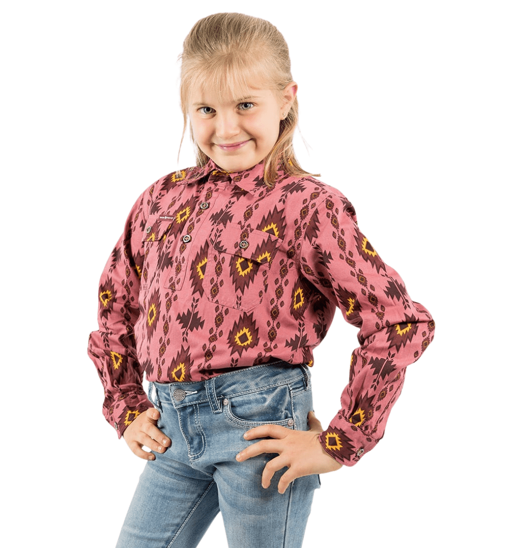 RINGERS WESTERN Shirts & Tops Dusty Rose / 2 320210002 Limited Edition Kids Half Button Work Shirt | Montana Print