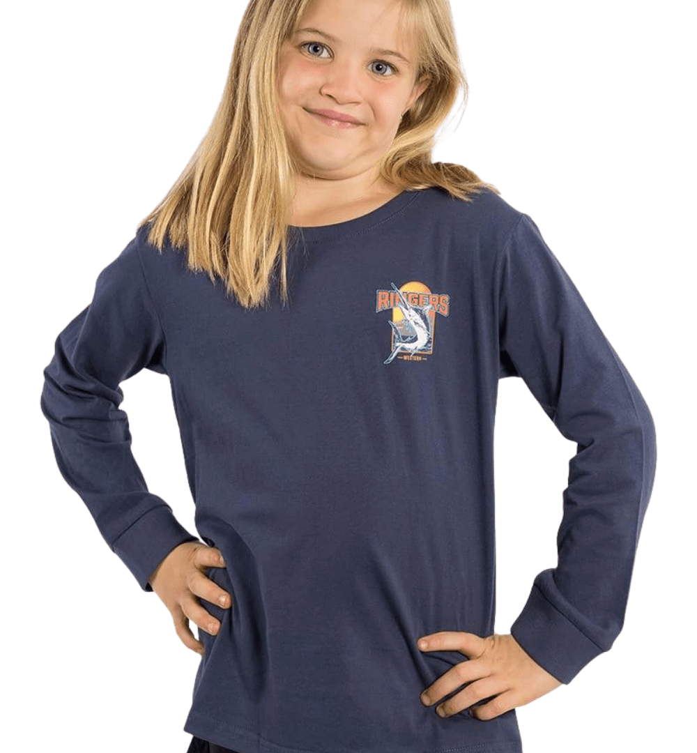 RINGERS WESTERN Shirts & Tops 321040RW Offshore Kids Classic Fit Long Sleeved Tee | Washed Navy