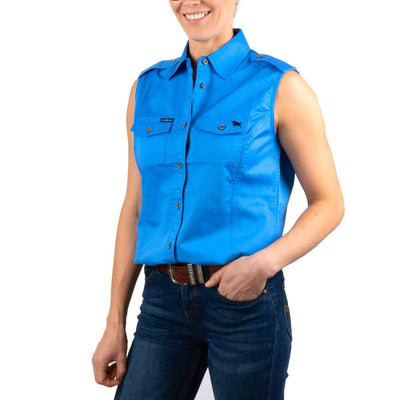 RINGERS WESTERN WORK SHIRTS Blue / 6 Pentecost River Womens Sleeveless Work Shirt | Multiple Colours