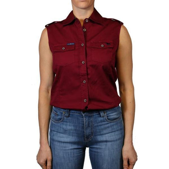 RINGERS WESTERN WORK SHIRTS Burgundy / 6 Pentecost River Womens Sleeveless Work Shirt | Multiple Colours
