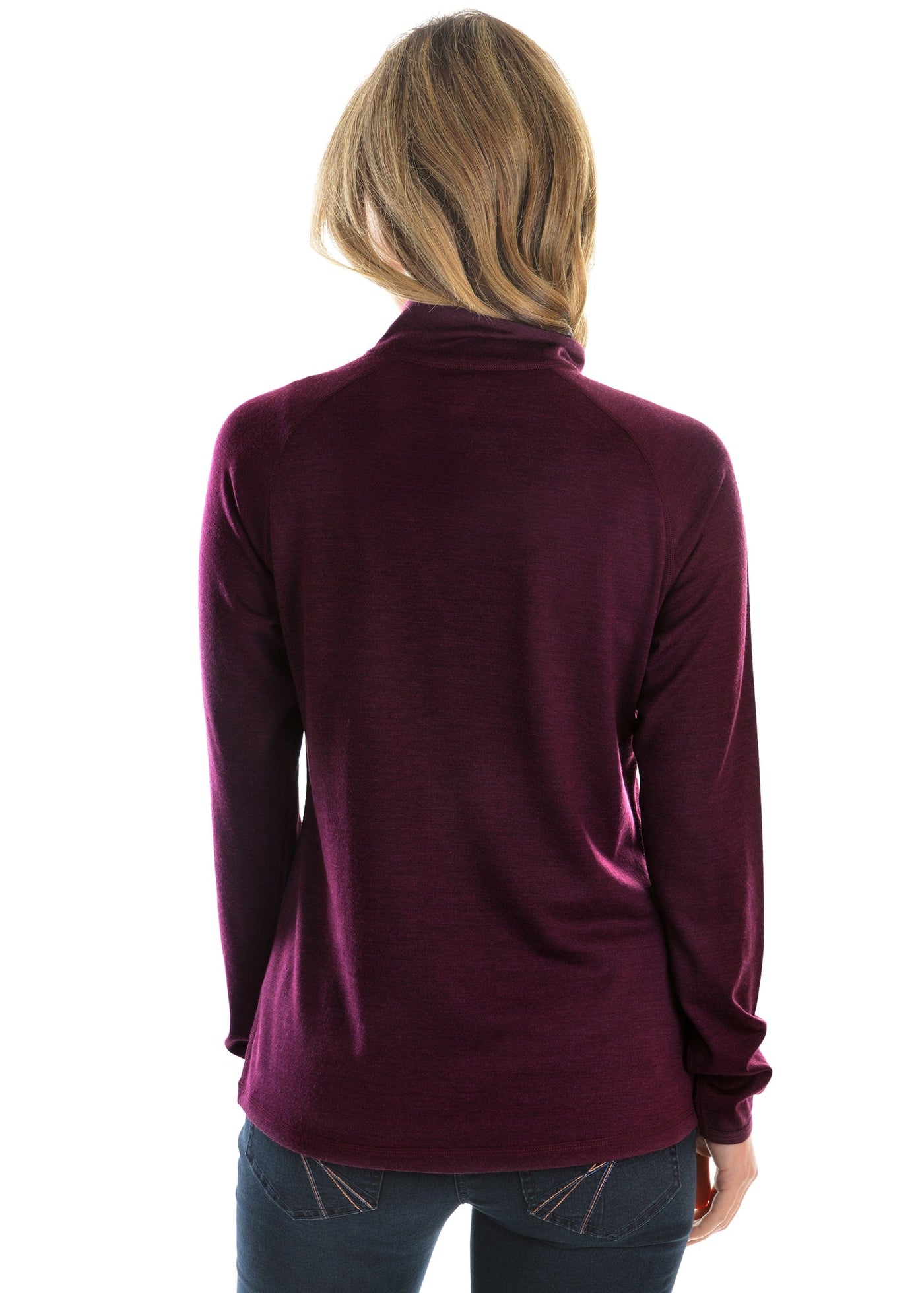 THOMAS COOK BOOTS AND CLOTHING KNIT T0W2501157 Womens Merino Blend 1/4 Zip Scivvy | Burgundy