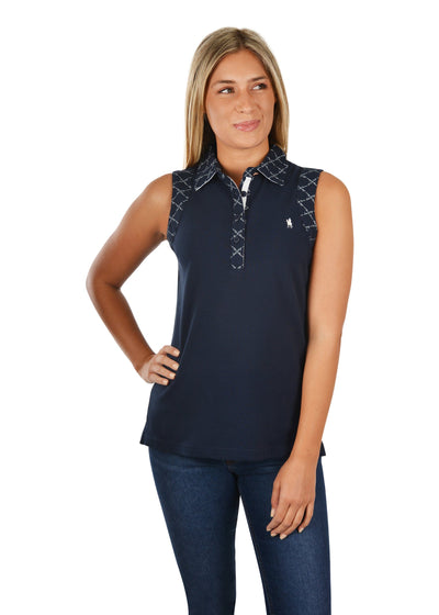 THOMAS COOK BOOTS AND CLOTHING POLO T1S2508061 Robyn Sleeveless Polo | Dark Navy