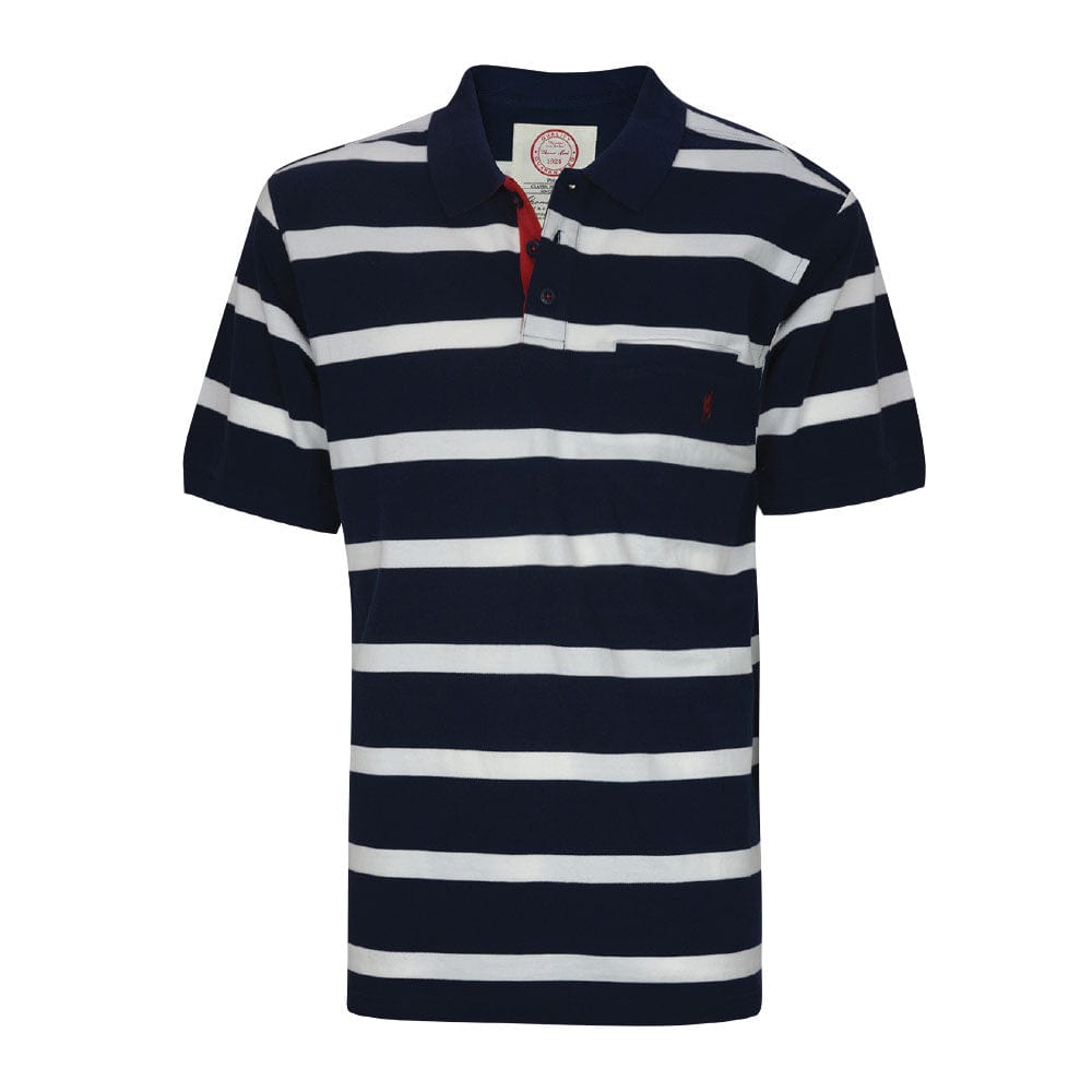 THOMAS COOK BOOTS AND CLOTHING POLO T8S1509017 Mason Stripe Short Sleeve Polo | Dark Navy/White