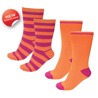 THOMAS COOK BOOTS AND CLOTHING SOCKS ORANGE/FUSCHIA / 2-7 TCP1992SOC Thermal Socks 2-Pack | Multiple Colours