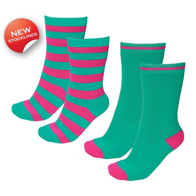 THOMAS COOK BOOTS AND CLOTHING SOCKS PEPPERMINT/BRIGHT PINK / 2-7 TCP1992SOC Thermal Socks 2-Pack | Multiple Colours