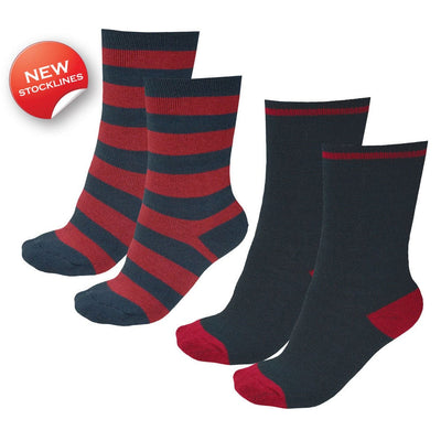 THOMAS COOK BOOTS AND CLOTHING SOCKS 9-3 / DARK NAVY/RED TCP7106SOC Kids Thermal Socks 2-Pack | Multiple Colours