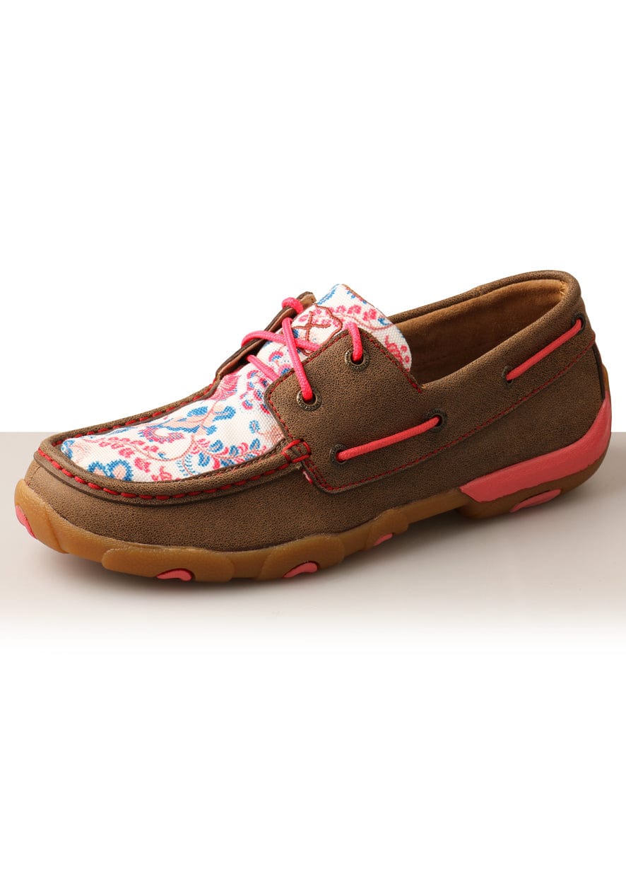 THOMAS COOK BOOTS AND CLOTHING TCWD0020 Womens Floral Vine Mocs | Bomber/Coral