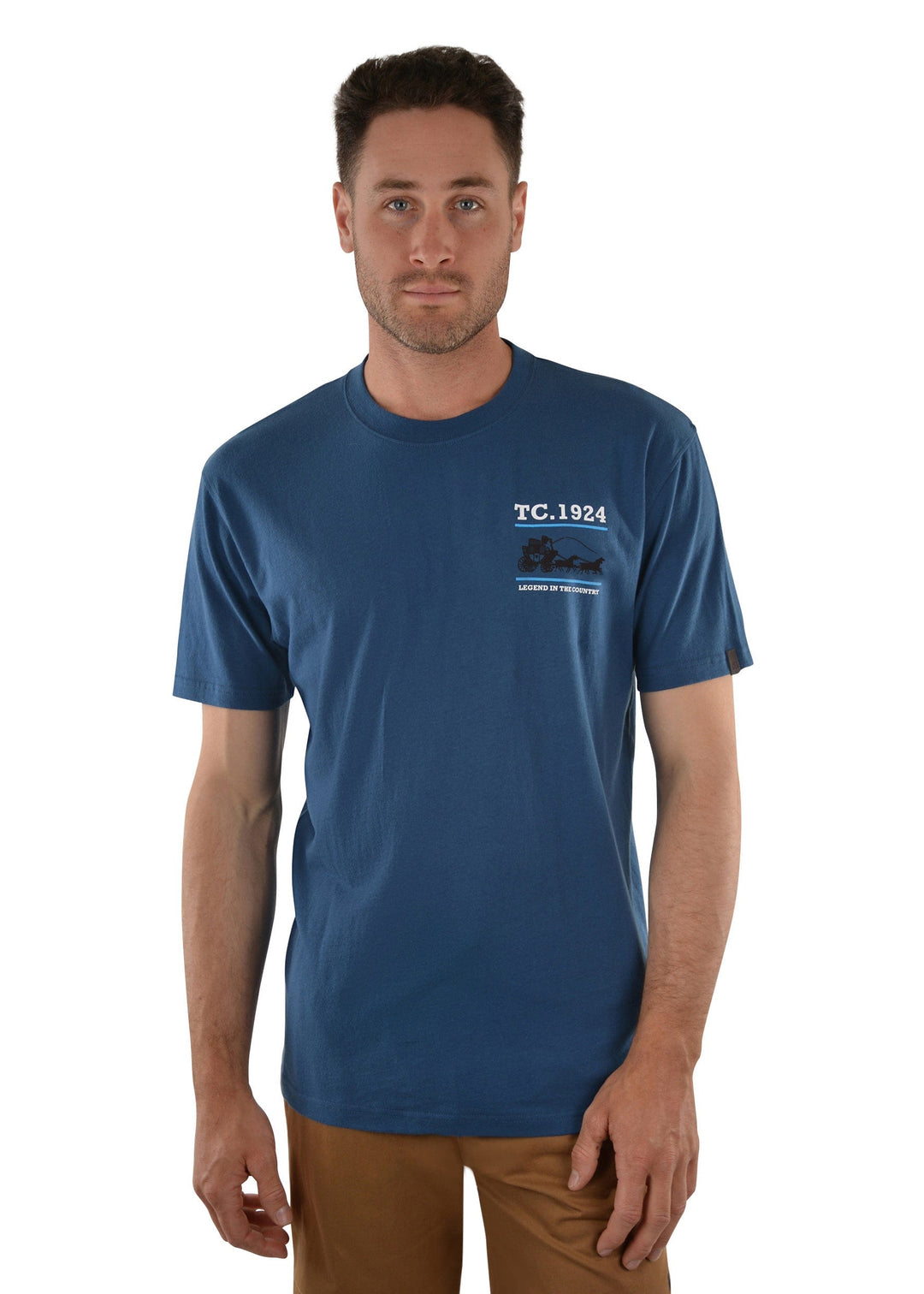 THOMAS COOK BOOTS AND CLOTHING TEE T1S1516101 Mens Carriage Tee | Petrol