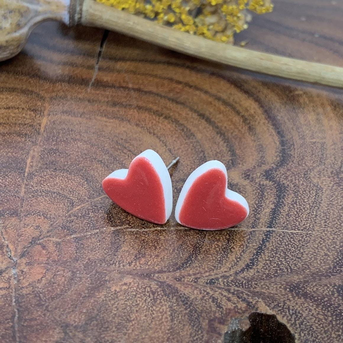 WOLF & CLAY Earrings Red Aurelie Porcelain Stud Earrings