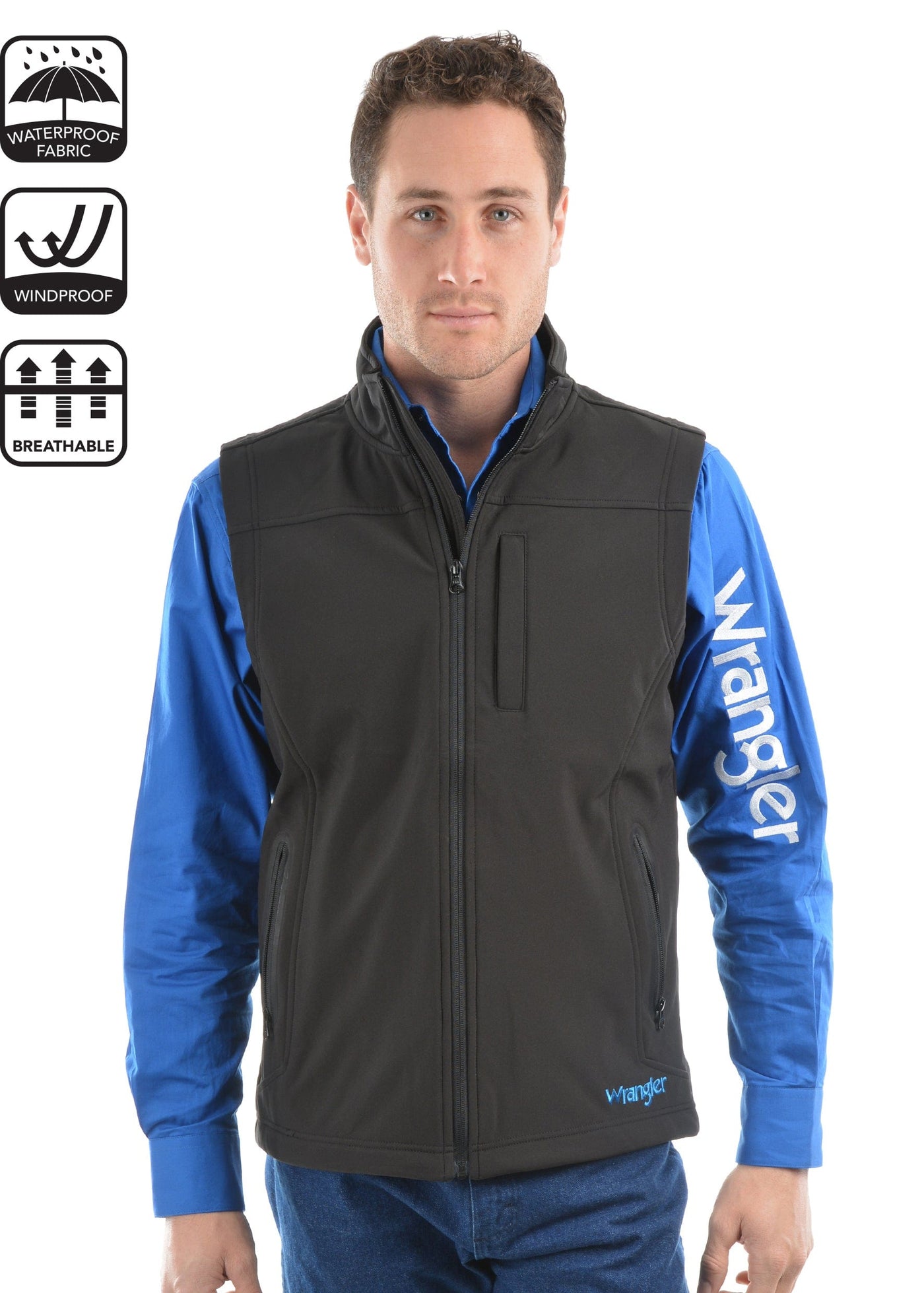 WRANGLER VEST XCP1683212 Mens Logo Softshell Vest | Black